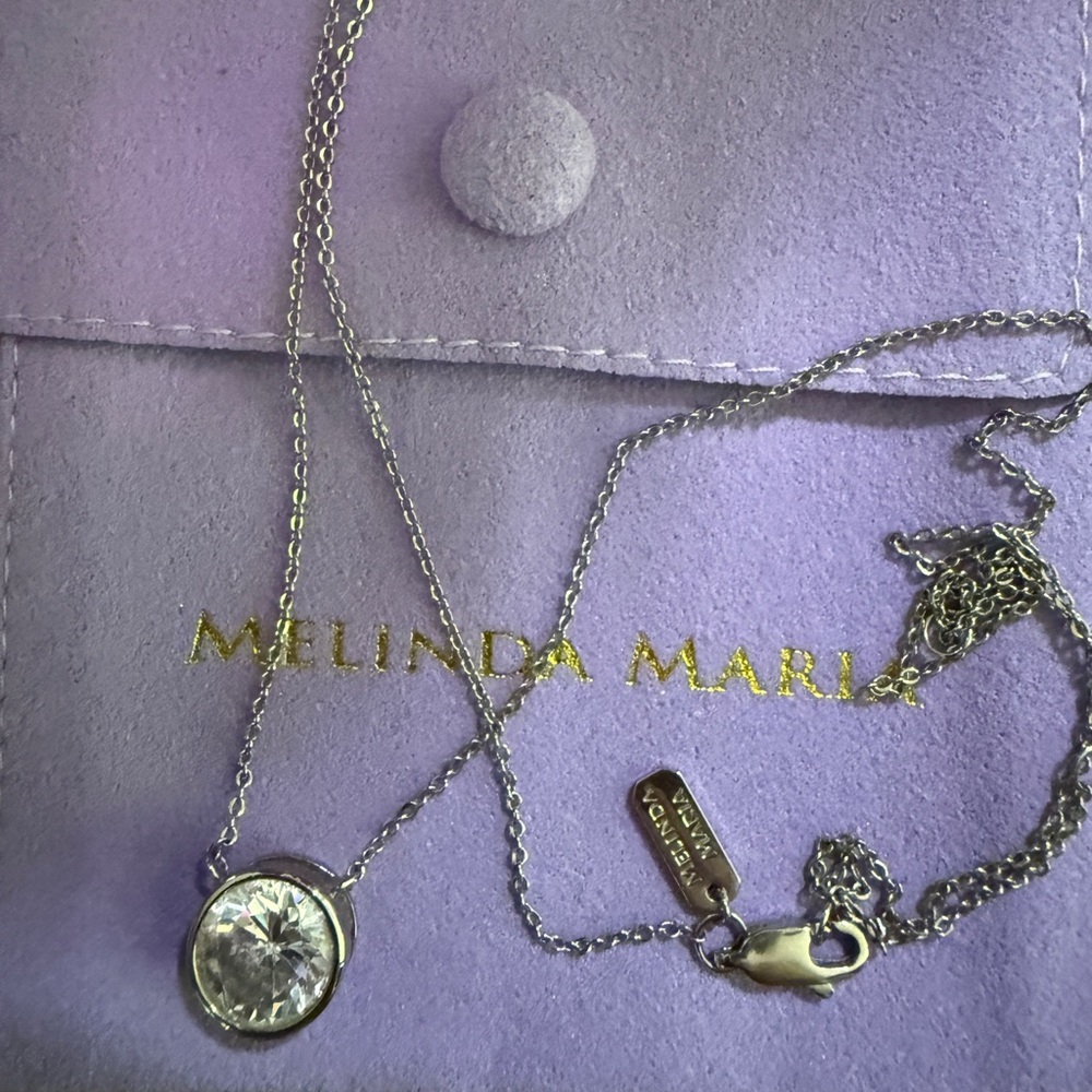 Melinda Maria Silver Necklace with Crystal Pendant